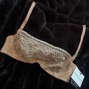 NEW Calvin Klein Lace Bandeau Bra Nude 32B SEXY
